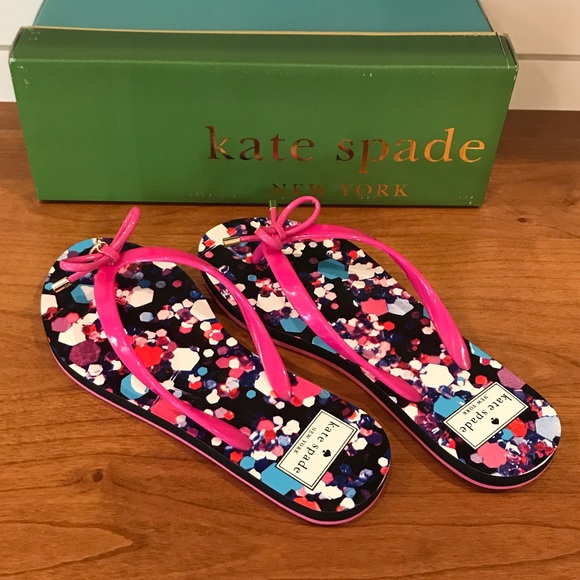 KATE SPADE Nova Photo Glitter Bow Flip Flops - Picture 3 of 4